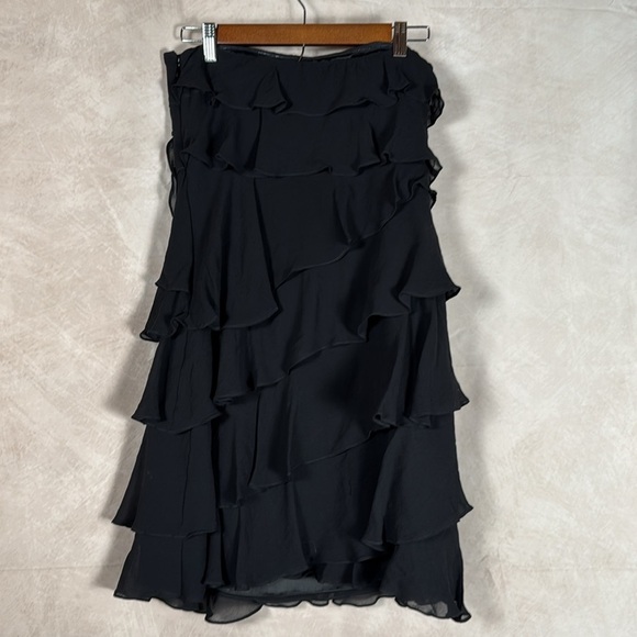 Express Vintage Y2K Silk Dress Strapless Ruffles Whimsygoth Wedding Guest Sz 10 - Picture 4 of 10